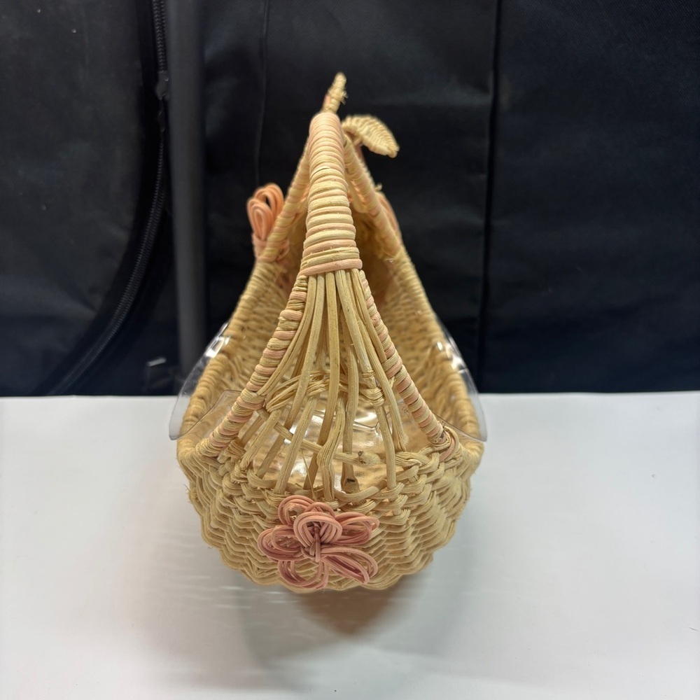 Bunny Rabbit Shaped Wicker Basket Easter Spring Home Decor Liner Vintage - Picture 3 of 10